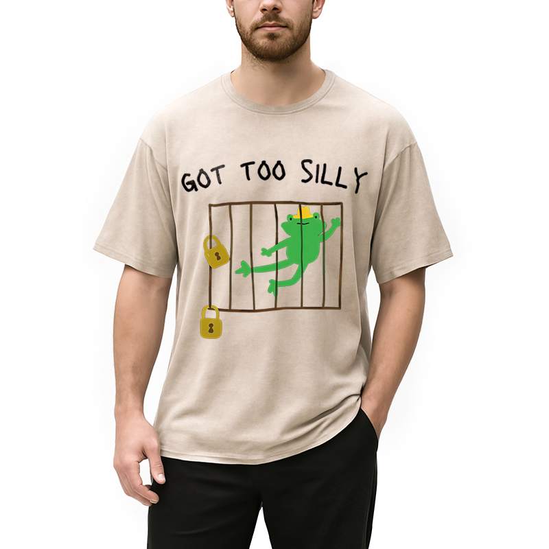 Modecanvas Got Too Silly Frog Meme DTG Printing Washed T-Shirt