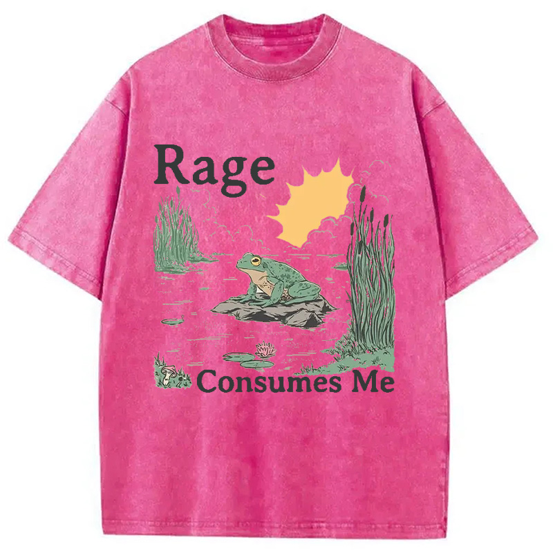 Modecanvas Rage Consumes Me Frog Pond Washed T-Shirt-modecanvas