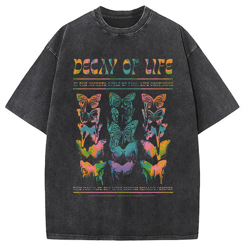 Modecanvas Decay Of Butterfly Life Washed T-Shirt
