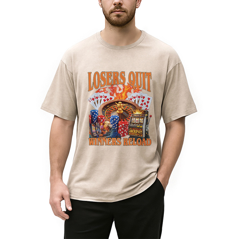 Modecanvas Funny Gambling Washed T-Shirt