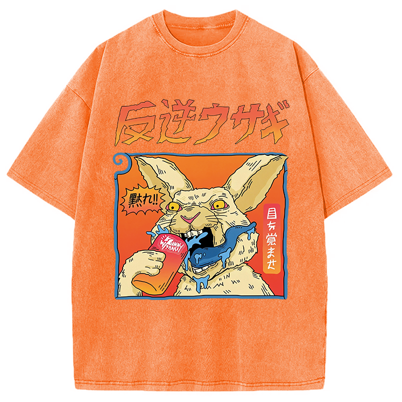 Modecanvas Rebellious Rabbit DTG Printing Washed T-Shirt