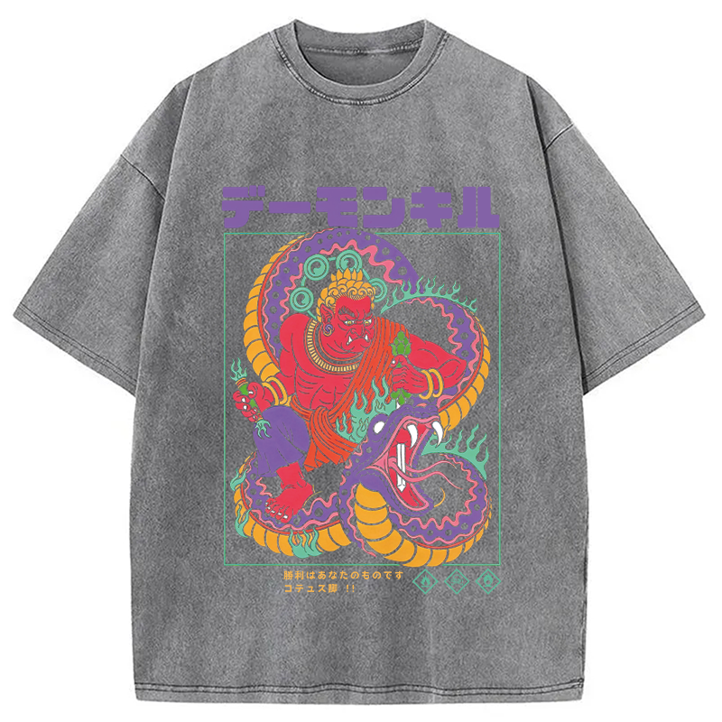 Modecanvas Demon Kill DTG Printing Washed T-Shirt