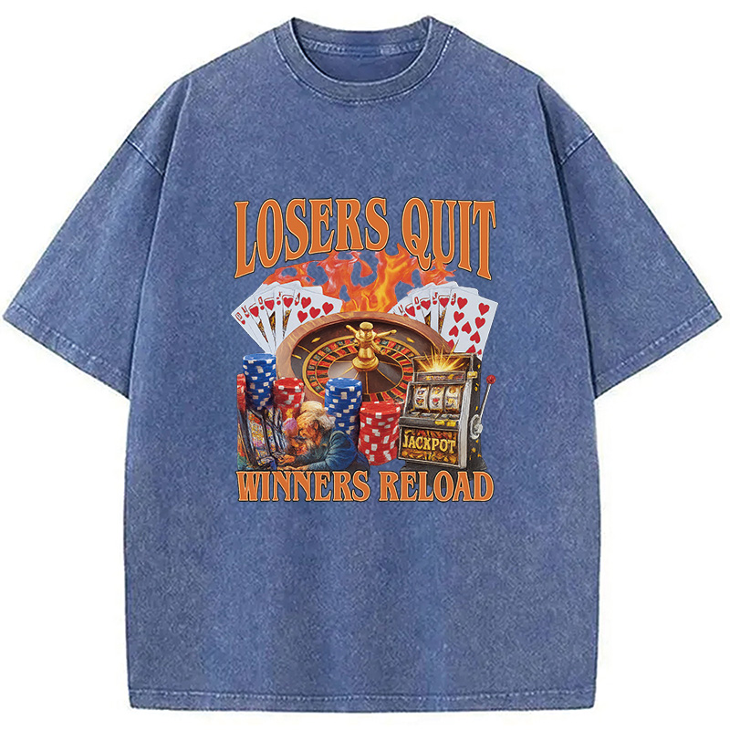 Modecanvas Funny Gambling Washed T-Shirt
