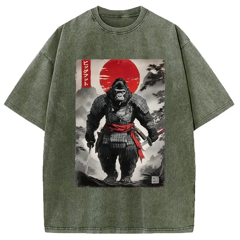 Modecanvas Retro Bigfoot Samurai Washed T-Shirt