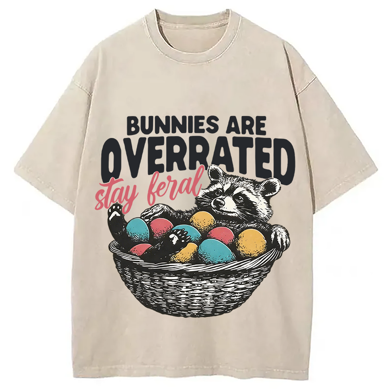 Modecanvas Funny Easter Raccoon DTG Printing Washed T-Shirt