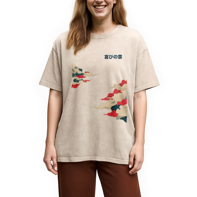 Modecanvas Japanese Clouds Washed T-Shirt