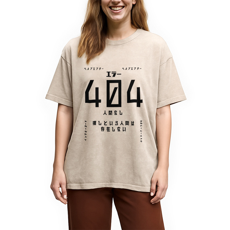 Modecanvas 404 Error No Human Found Japanese Washed T-Shirt