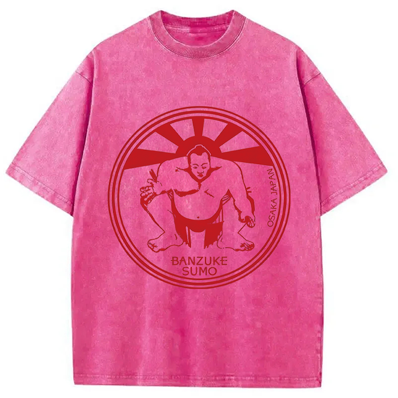 Modecanvas Sumo Wrestling DTG Printing Washed T-Shirt