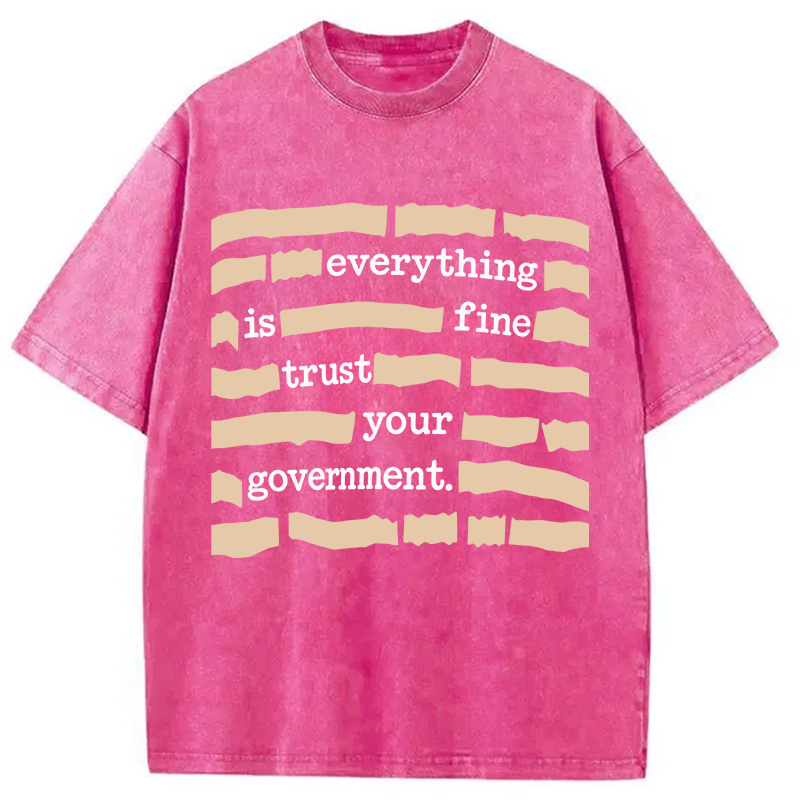 Modecanvas Everything is Fine Meme Washed T-Shirt-modecanvas