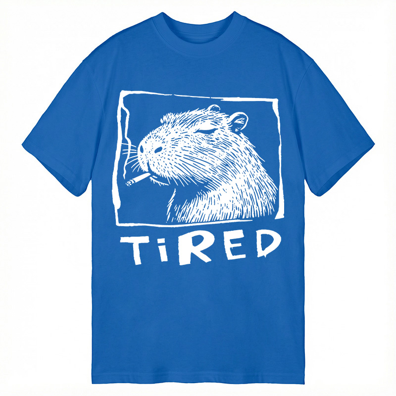 Modecanvas Tired Life Funny Capybara Art DTG Printing Classic T-Shirt-modecanvas