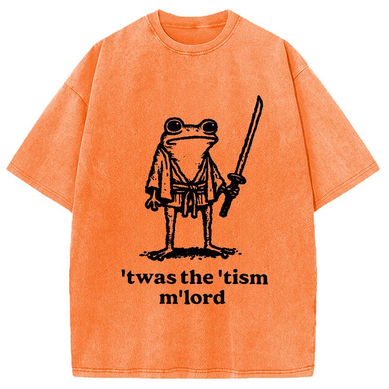 Modecanvas Focused Samurai Frog Washed T-Shirt-modecanvas