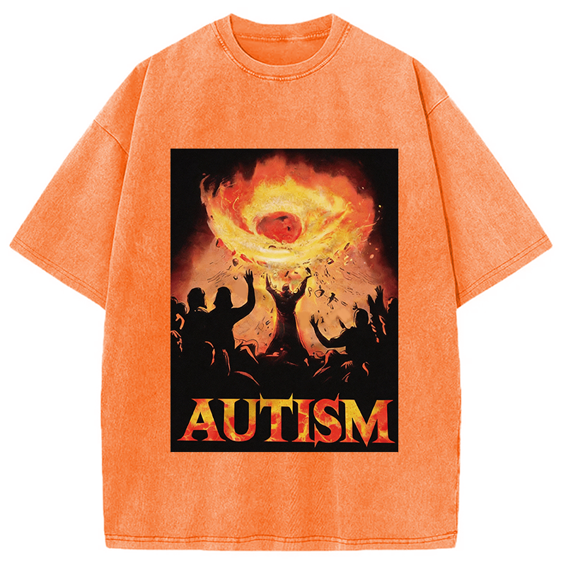 Modecanvas Autistic Funny Edgy Meme DTG Printing Washed T-Shirt