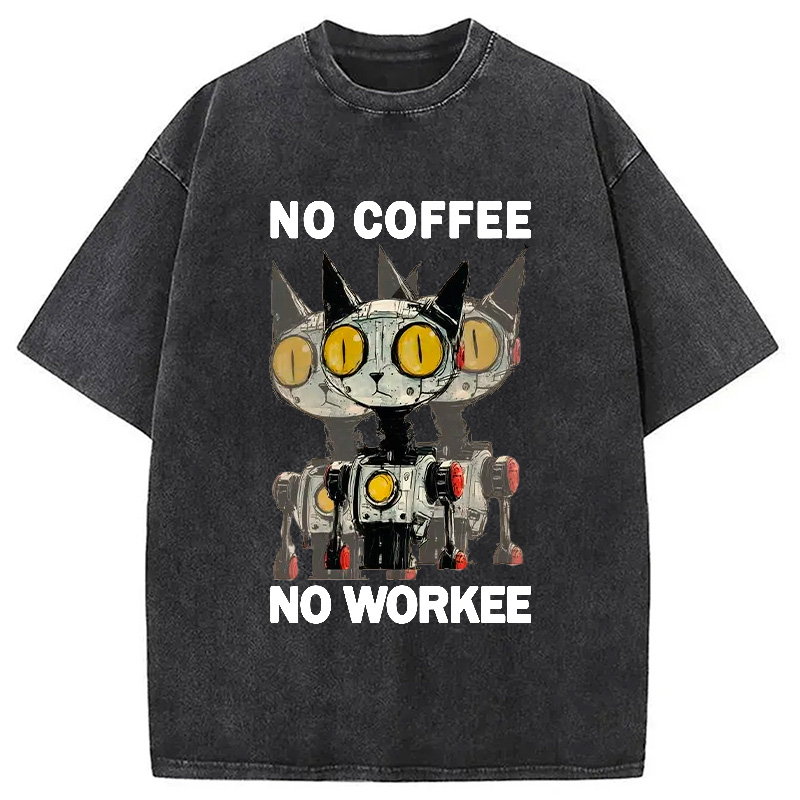 Modecanvas No Coffee No Workee Washed T-Shirt