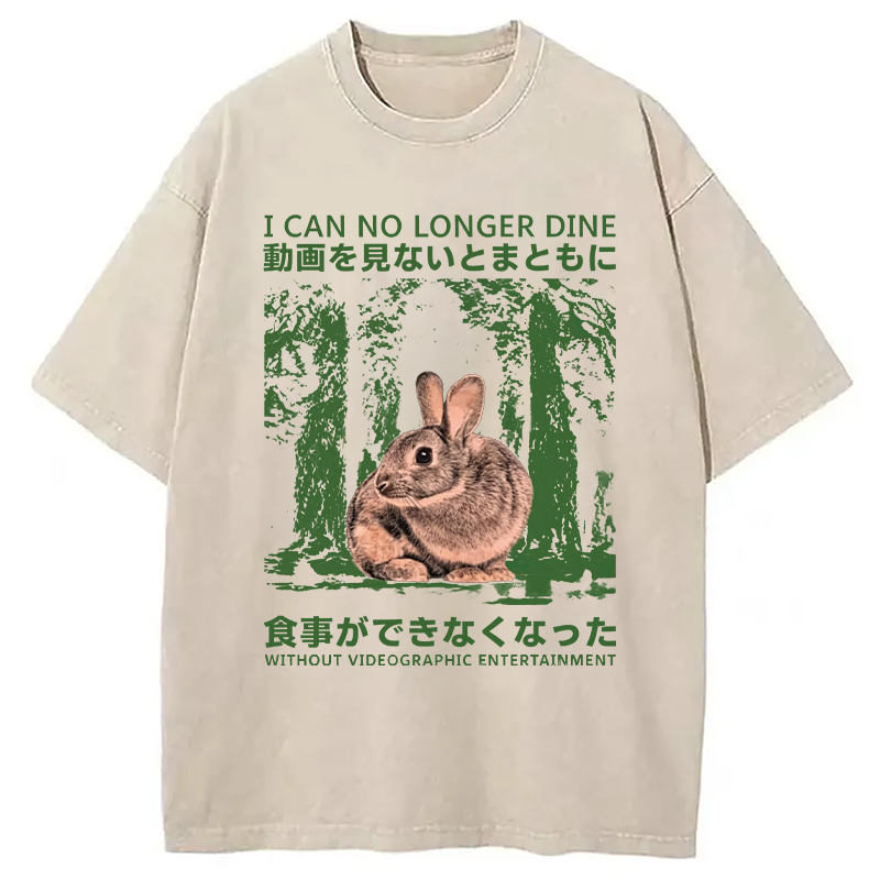 Modecanvas Vintage Japanese Horror Bunny DTG Printing Washed T-Shirt