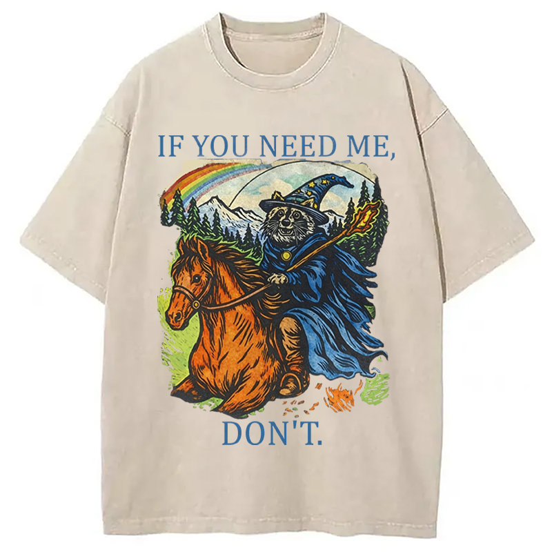Modecanvas Funny Raccoon Wizard Gamer DTG Printing Washed T-Shirt