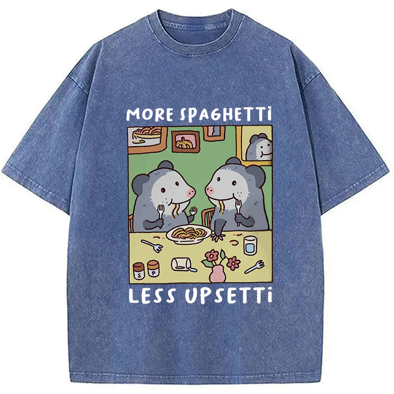 Modecanvas Possums Eating Spaghetti Washed T-Shirt