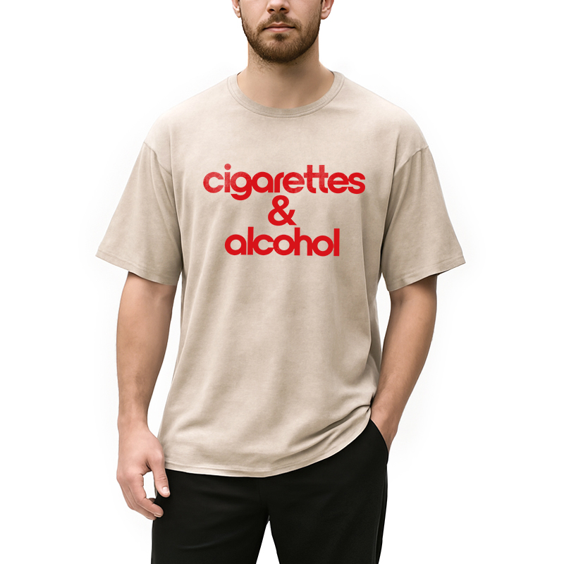 Modecanvas Cigarettes & Alcohol DTG Printing Washed T-Shirt