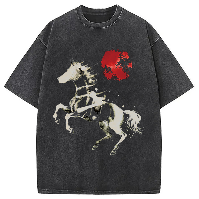 Modecanvas Spirit of the Horse DTG Printing Washed T-Shirt