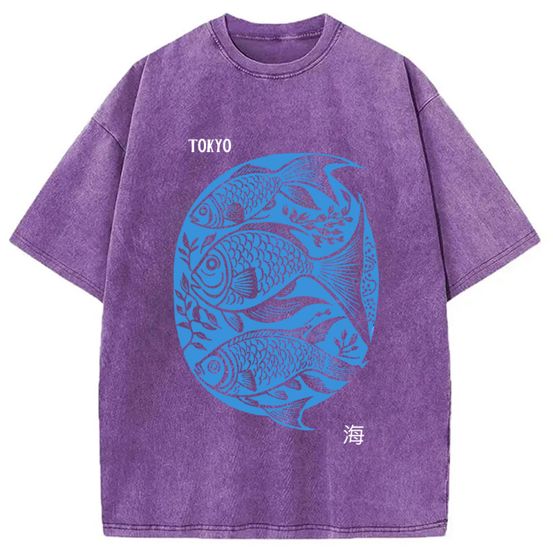 Modecanvas Tokyo Sea Life Park Washed T-Shirt