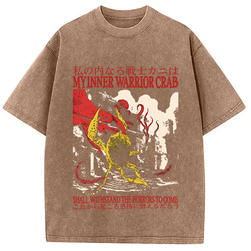 Modecanvas My Inner Warrior Crab Funny DTG Printing Washed T-Shirt