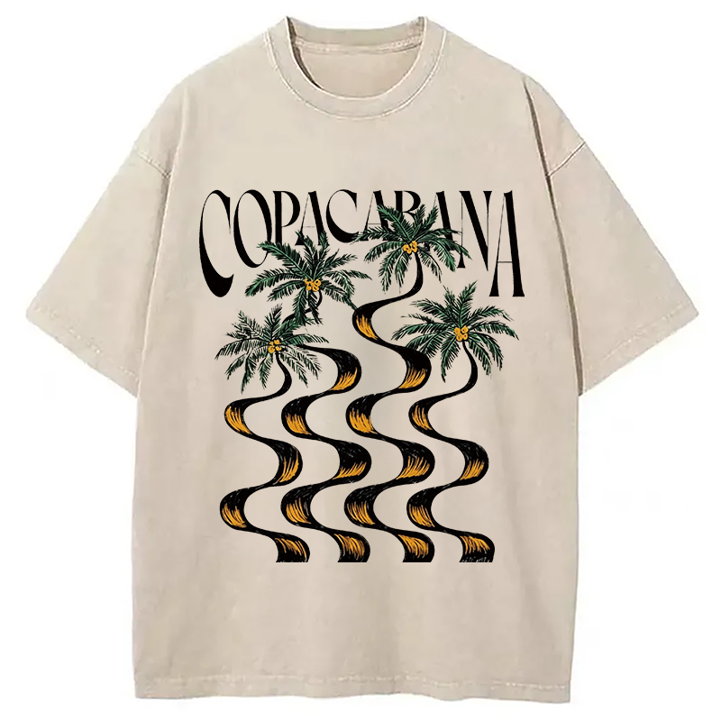 Modecanvas Copacabana Palm Tree DTG Printing Washed T-Shirt