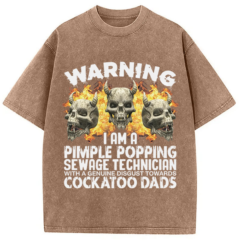 Modecanvas Pimple Popping Sewage Technician DTG Printing Washed T-Shirt