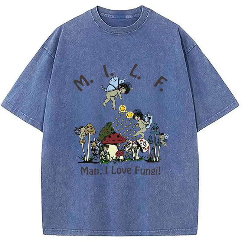 Modecanvas Man I Love Fungi Washed T-Shirt