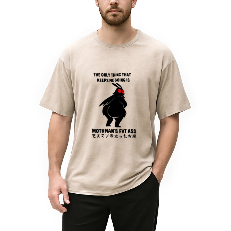 Modecanvas Funny Mothman Japan Washed T-Shirt
