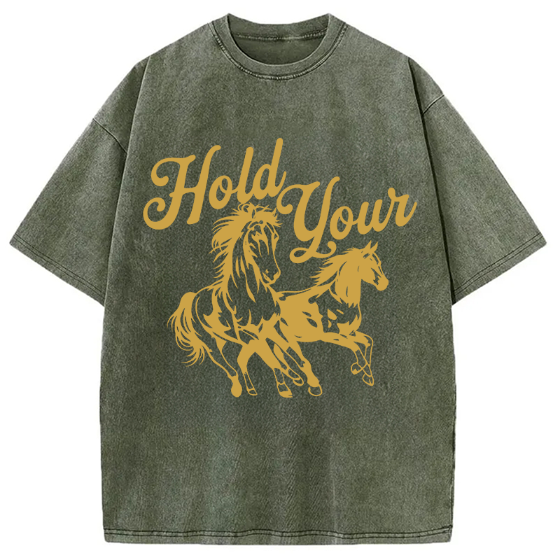Modecanvas Hold Your Horses DTG Printing Washed T-Shirt