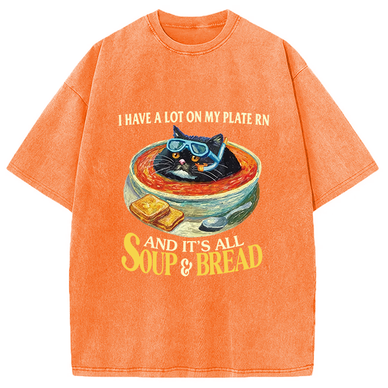 Modecanvas Soup And Bread DTG Printing Washed T-Shirt