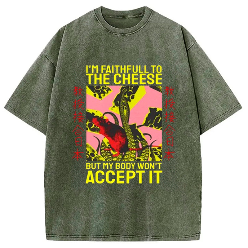 Modecanvas Lactose Intolerant Funny Rat Washed T-Shirt