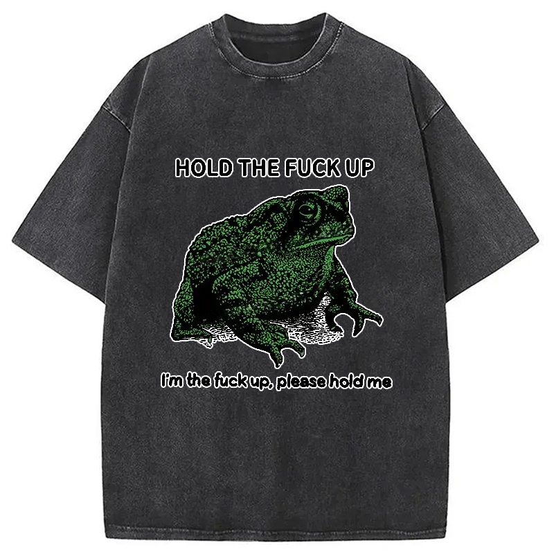Modecanvas Funny Frog Meme Washed T-Shirt