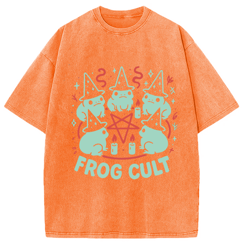 Modecanvas Frog Cult Meme DTG Printing Washed T-Shirt