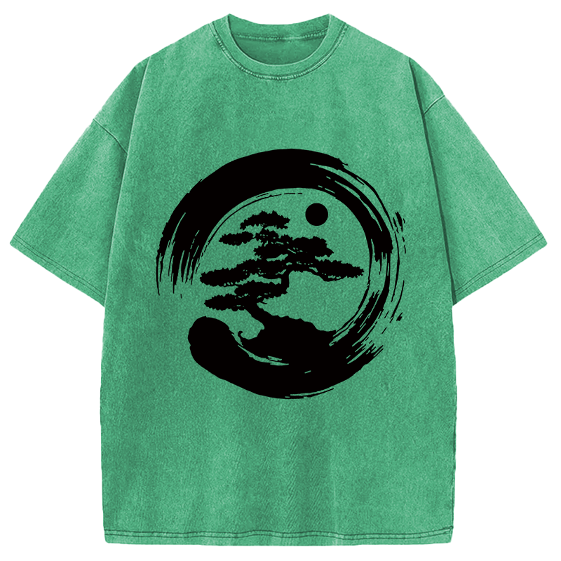 Modecanvas Zen Bonsai DTG Printing Washed T-Shirt