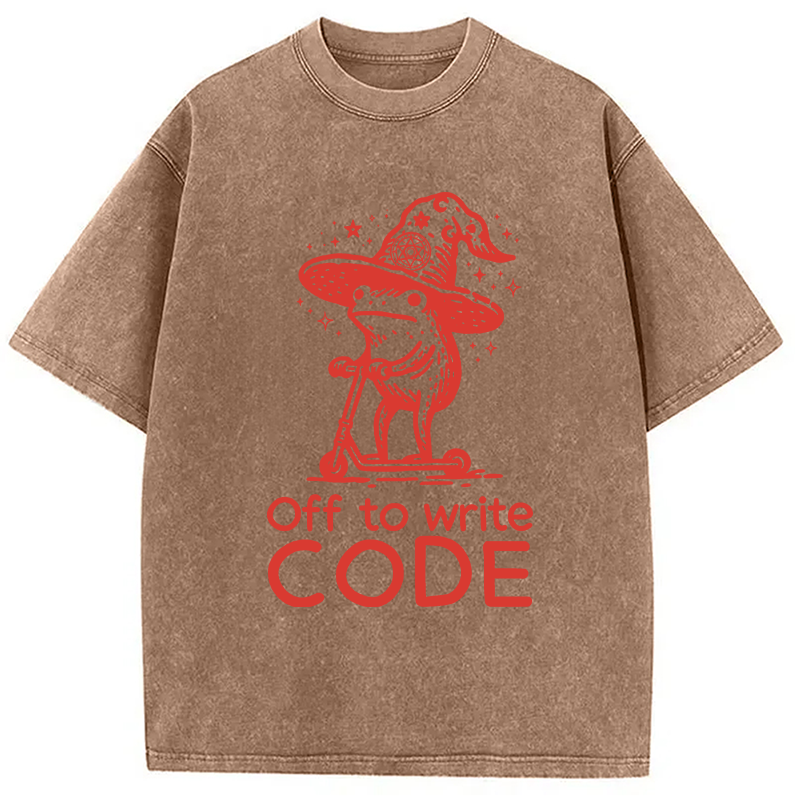 Modecanvas Coder IT Frog DTG Printing Washed T-Shirt
