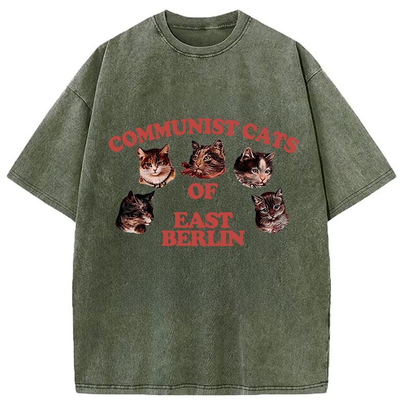 Modecanvas Communist Cats Of East Berlin DTG Printing Washed T-Shirt