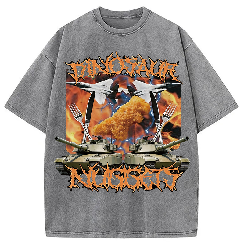 Modecanvas Funny Dinosaur Chicken Washed T-Shirt