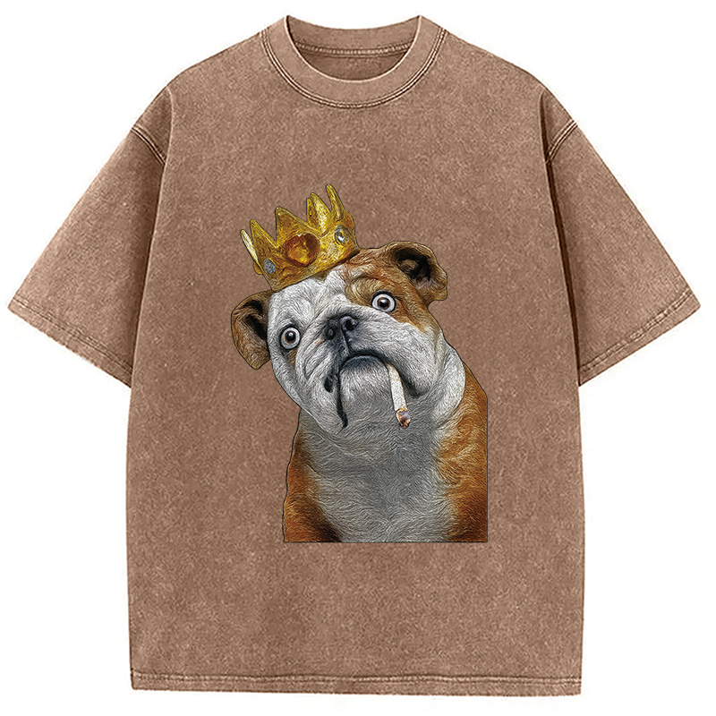 Modecanvas King Dog Smoking Washed T-Shirt