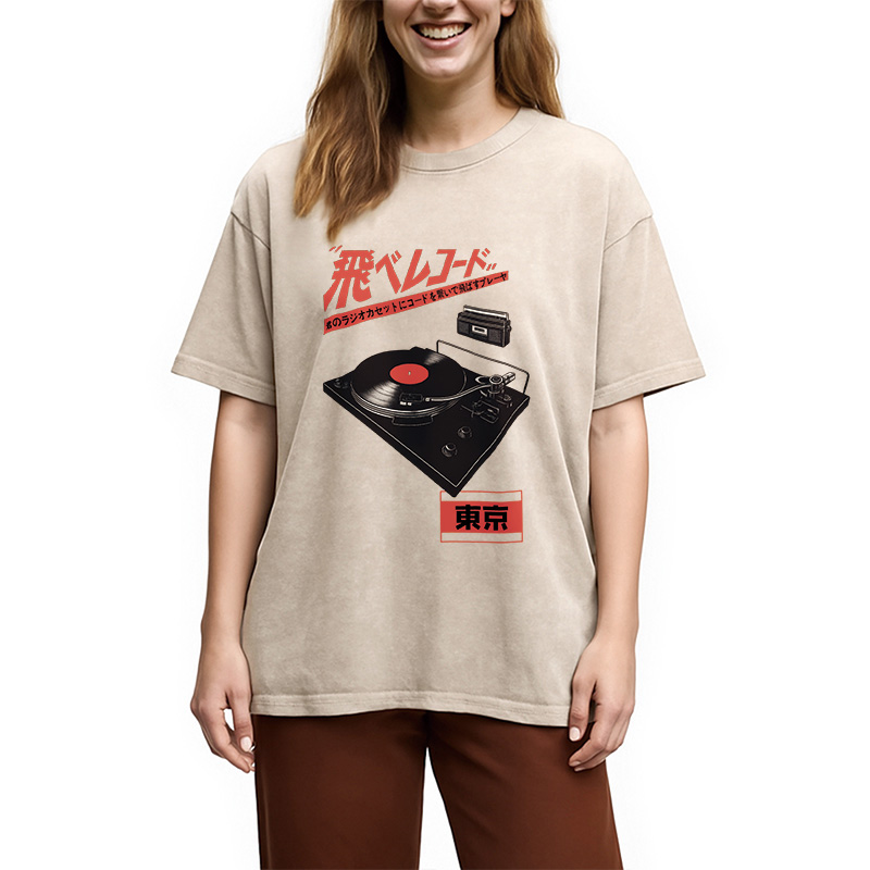 Modecanvas Retro Japanese Tokyo Music Washed T-Shirt