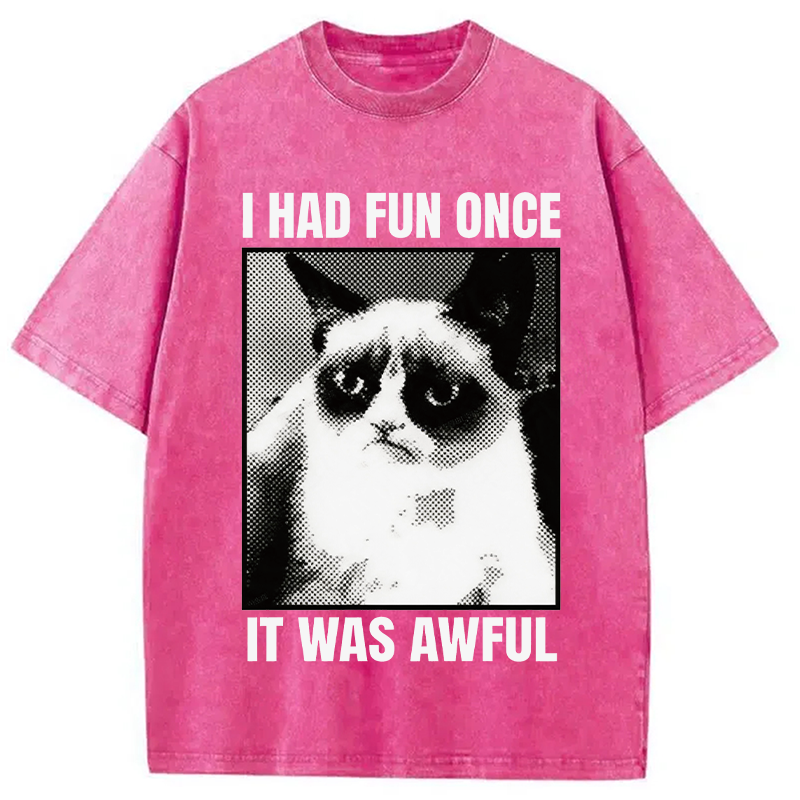 Modecanvas I Had Fun Once It Was Awful Cat Meme DTG Printing Washed T-Shirt