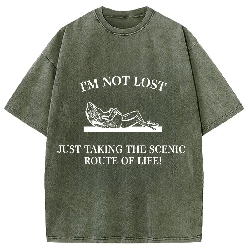Modecanvas Im Not Lost DTG Printing Washed T-Shirt