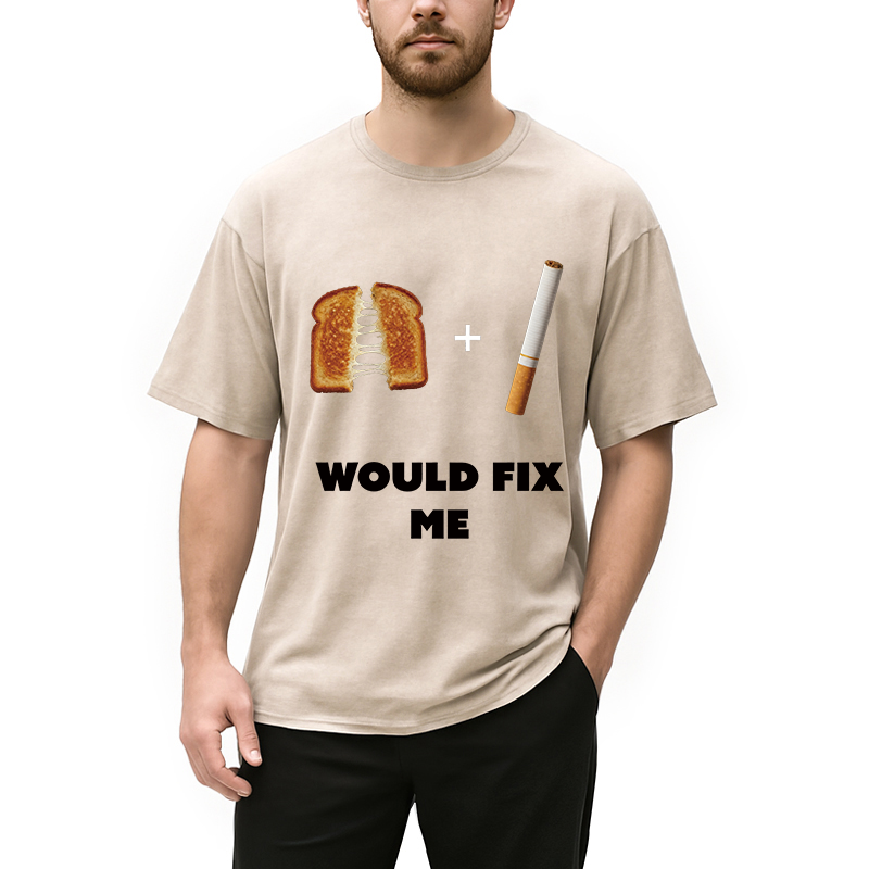 Modecanvas Grilled Cheese And Cigarette Meme DTG Printing Washed T-Shirt