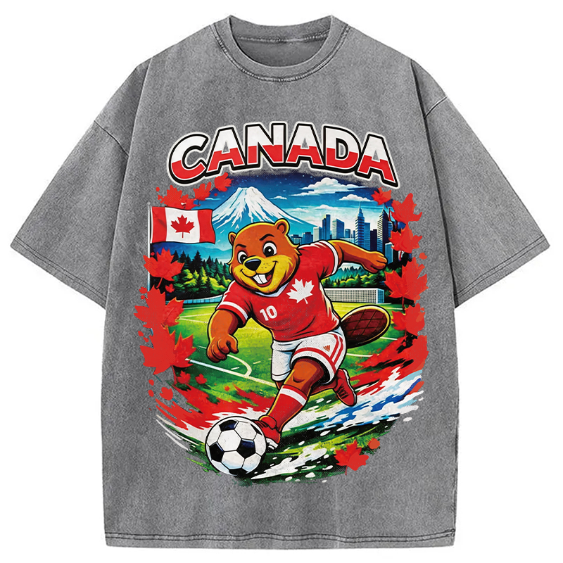 Modecanvas Canada Soccer DTG Printing Washed T-Shirt