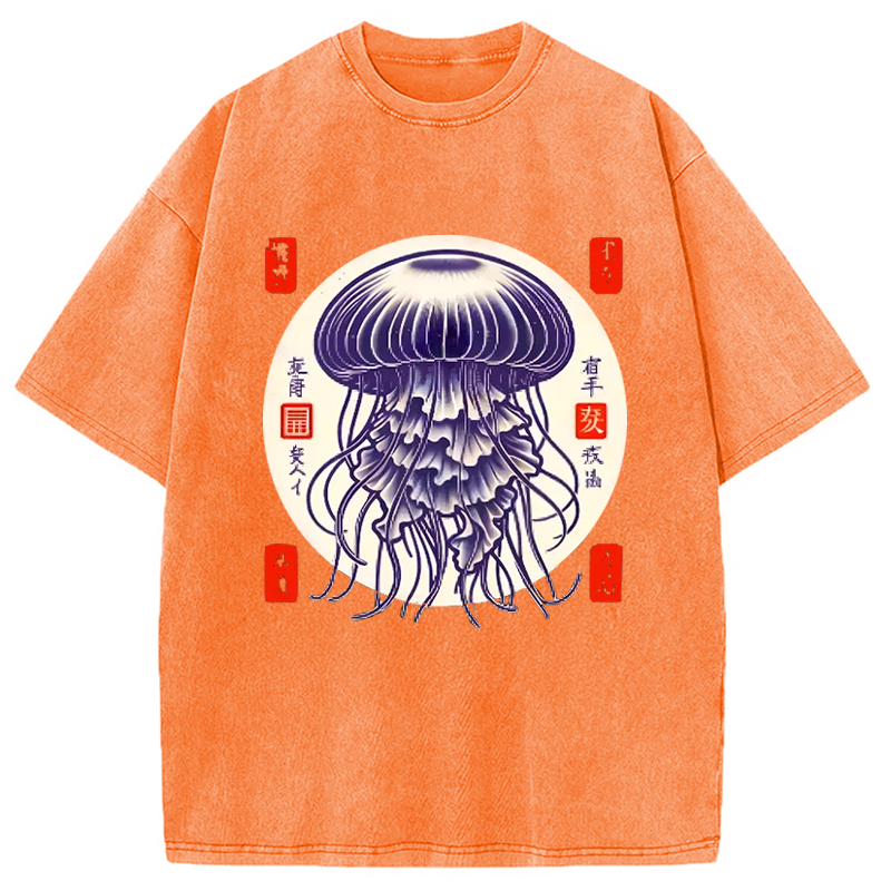 Modecanvas Japanese jellyfish Vintage Washed T-Shirt