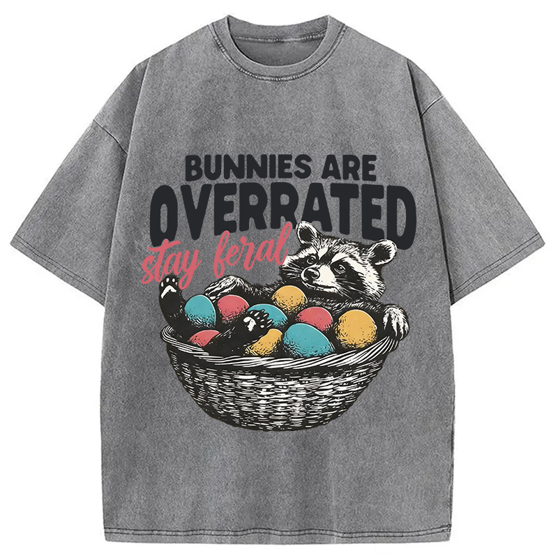 Modecanvas Funny Easter Raccoon DTG Printing Washed T-Shirt