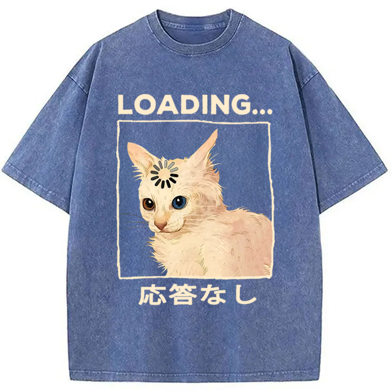 Modecanvas Funny Cat Loading Washed T-Shirt