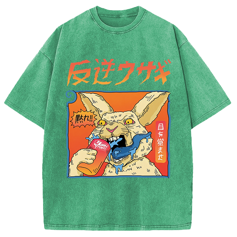 Modecanvas Rebellious Rabbit DTG Printing Washed T-Shirt