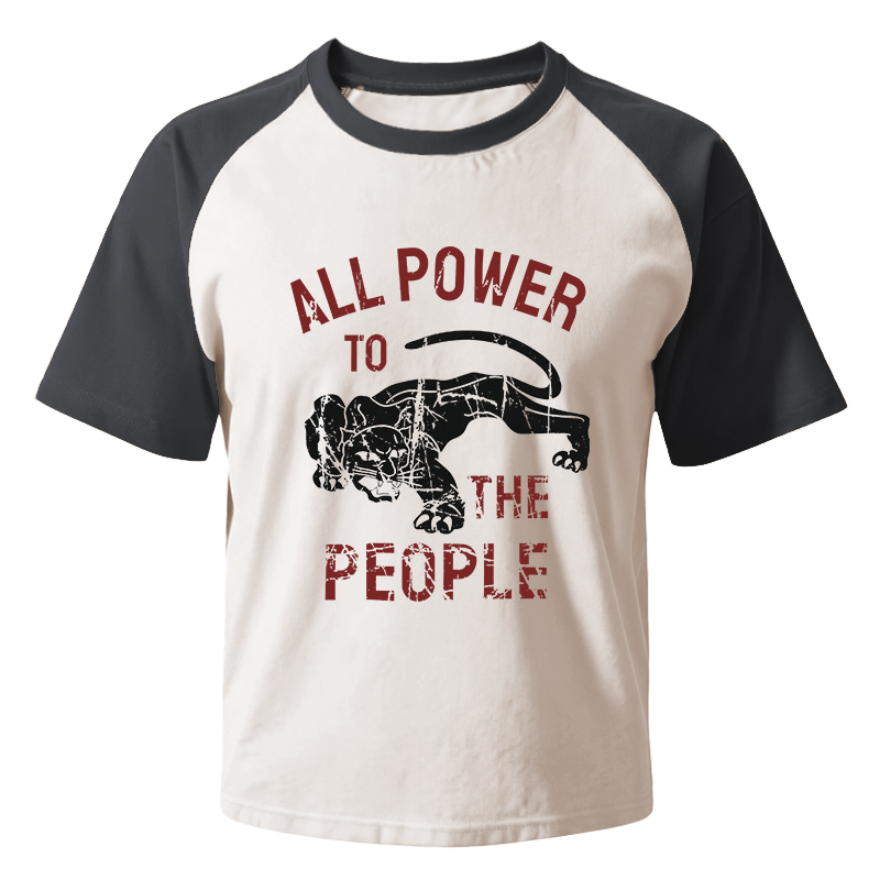 Modecanvas Defense All Power to The People Raglan T-Shirt