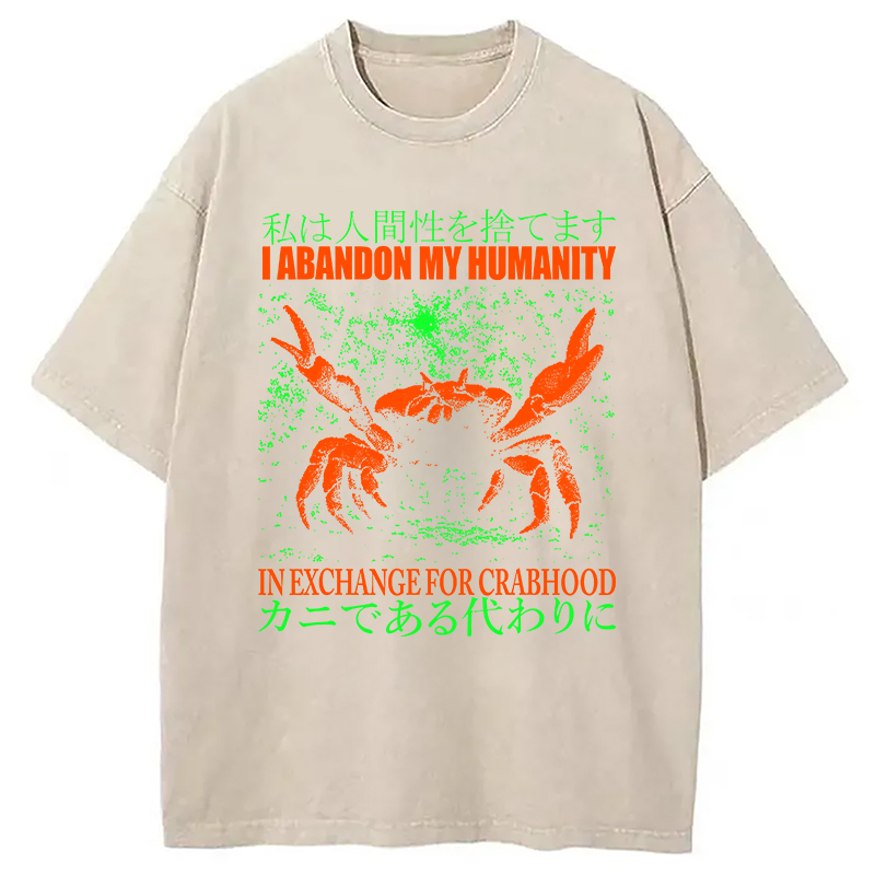 Modecanvas Vintage Japanese Crab Jokes Washed T-Shirt-modecanvas
