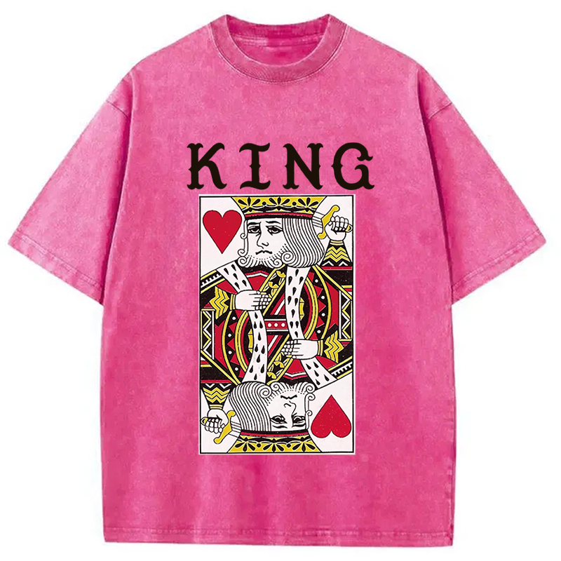 Modecanvas King of Hearts Mens DTG Printing Washed T-Shirt